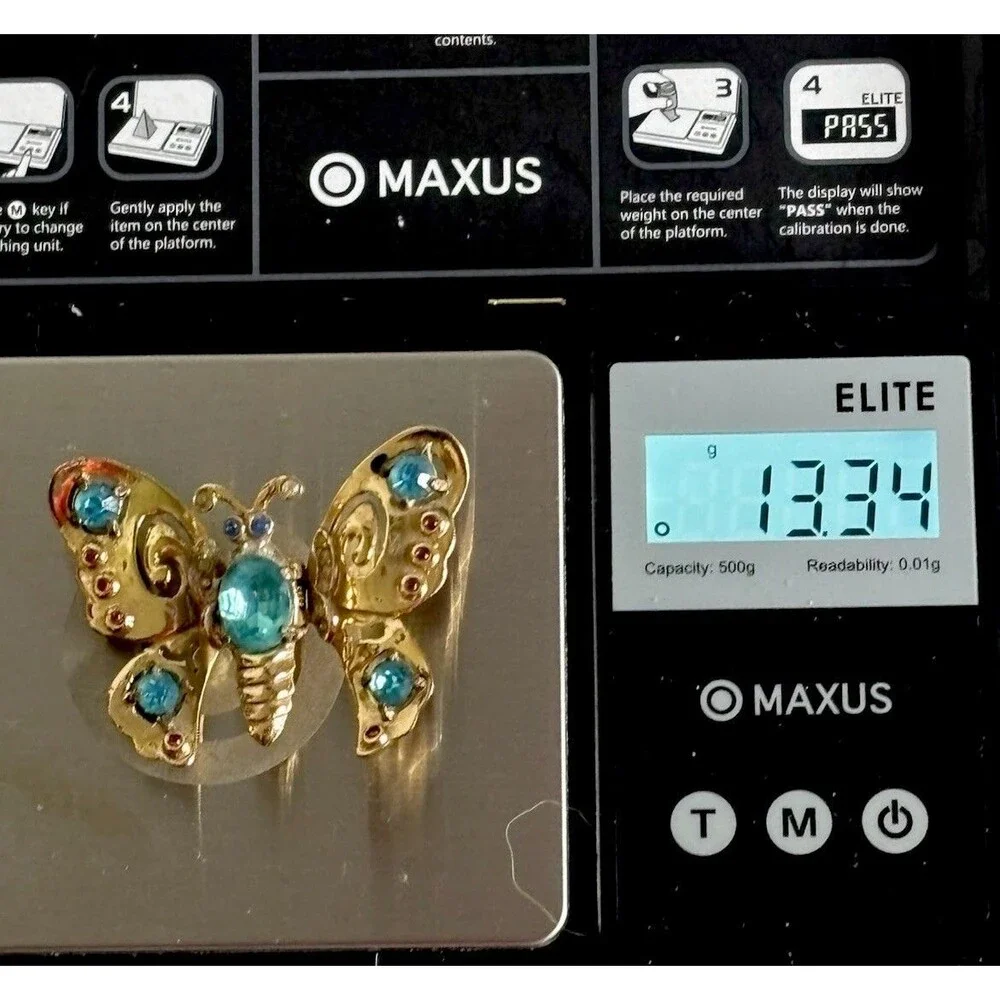 Vintage Coro Craft Sterling Butterfly Rhinestone Fur Clip 1940s -13.34 GRAMS